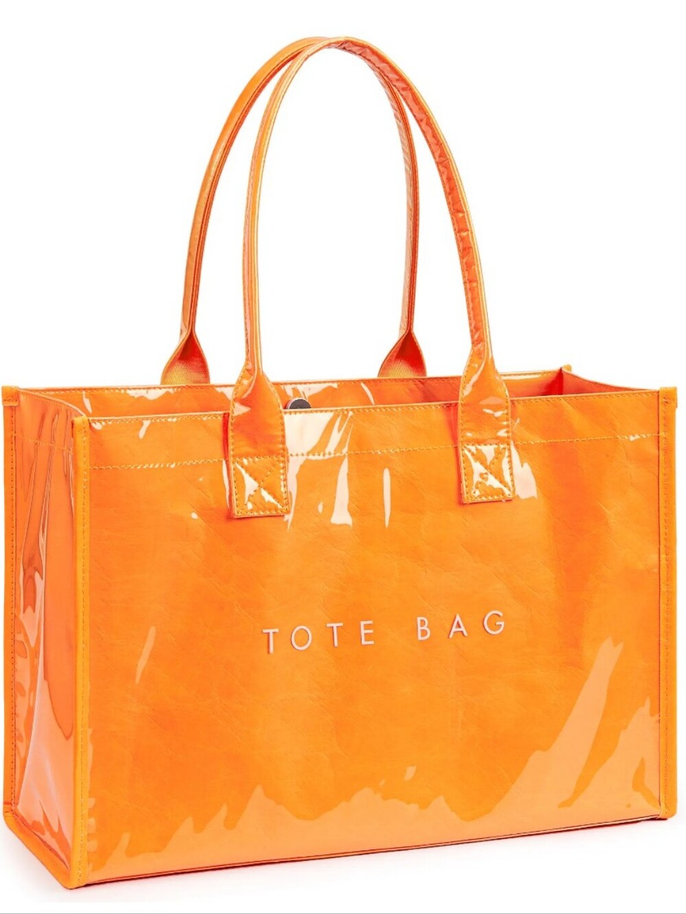 Kalidi Glossy Orange PVC Large Tote Bag.
